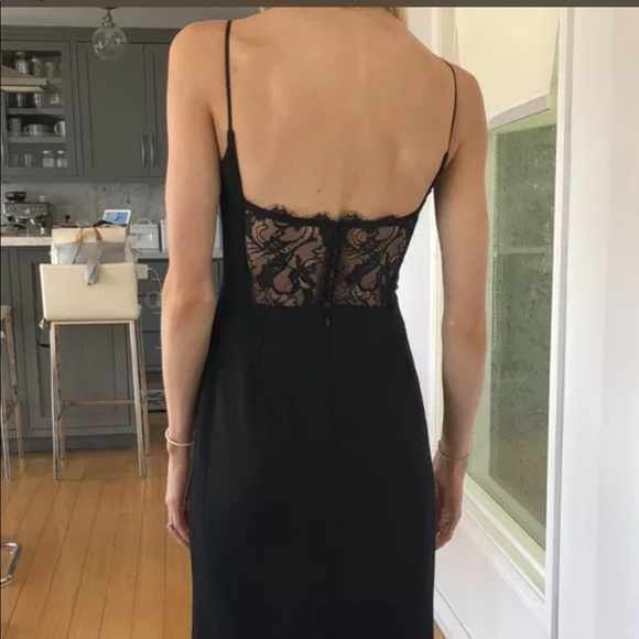 Hayley Paige Bridesmaid Dress 5964- Black Chiffon & Lace, size 0 - Picture 6 of 9